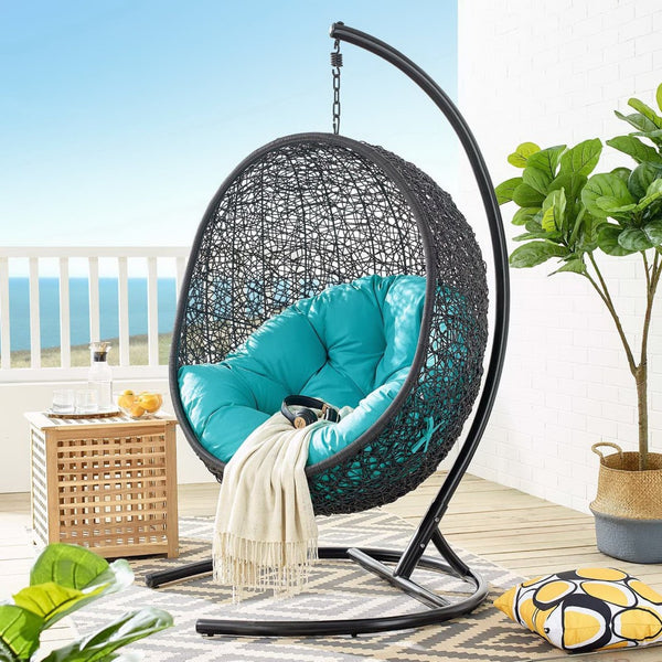 Modway Furniture Encase Swing Outdoor Patio Lounge Chair - Stylish Hanging Seat with Plush Cushions for Relaxation Turquoise EEI-739-TRQ-SET