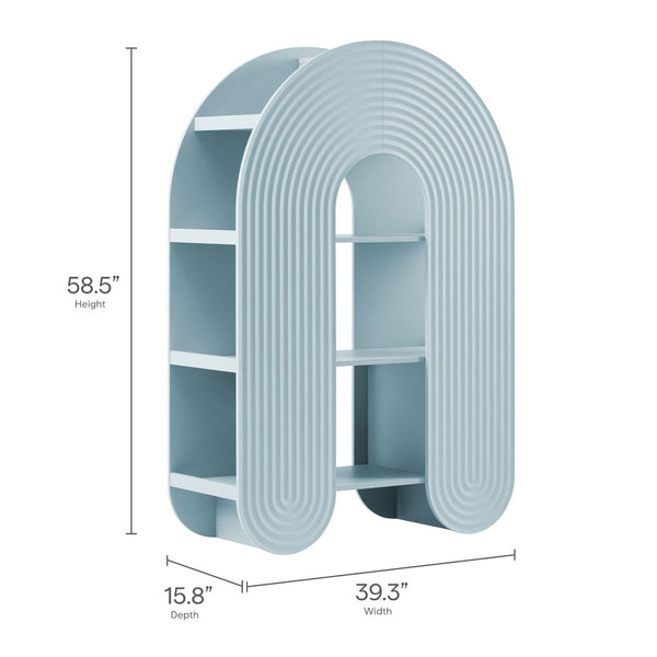 Modway Furniture Daydream 58" Arched Bookshelf - Sculptural Open Shelving for Stylish Storage and Display Solutions Light Blue EEI-7390-LBL