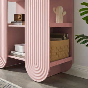 Modway Furniture Daydream 58" Arched Bookshelf - Sculptural Open Shelving for Stylish Storage and Display Solutions Soft Pink EEI-7390-SPN