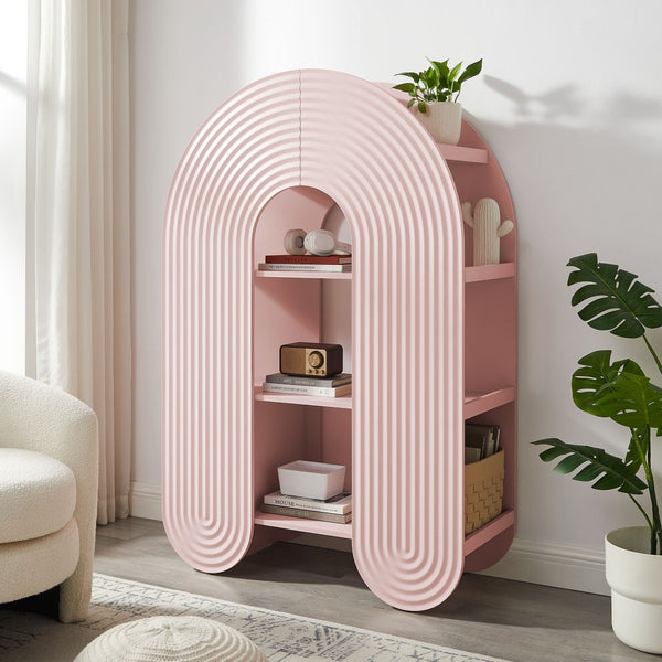 Modway Furniture Daydream 58" Arched Bookshelf - Sculptural Open Shelving for Stylish Storage and Display Solutions Soft Pink EEI-7390-SPN