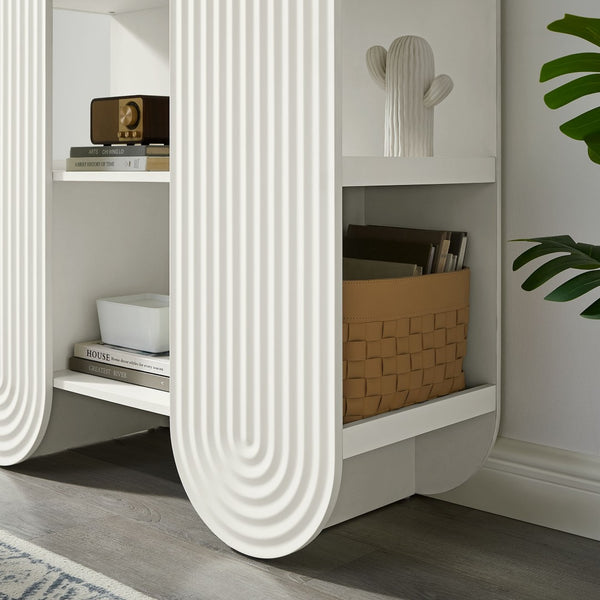 Modway Furniture Daydream 58" Arched Bookshelf - Sculptural Open Shelving for Stylish Storage and Display Solutions White EEI-7390-WHI