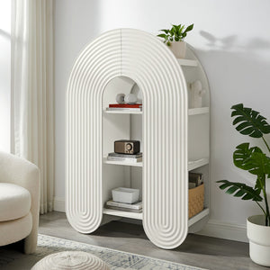 Modway Furniture Daydream 58" Arched Bookshelf - Sculptural Open Shelving for Stylish Storage and Display Solutions White EEI-7390-WHI