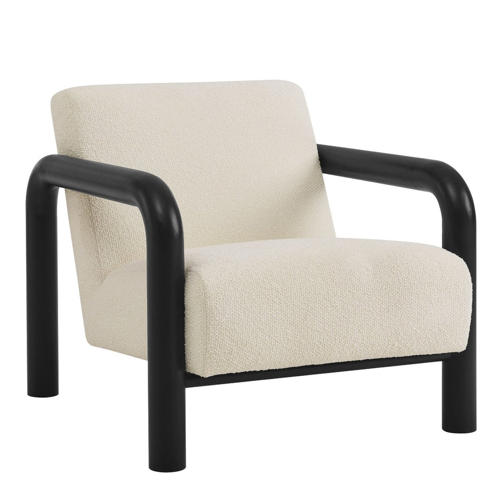 Modway Furniture Sereno Boucle Accent Chair - Sculptural Mid-Century Lounge Design for Stylish Living Spaces Cream Black EEI-7391-CRE-BLK