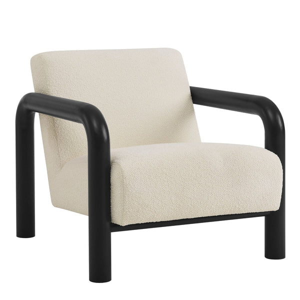 Modway Furniture Sereno Boucle Accent Chair - Sculptural Mid-Century Lounge Design for Stylish Living Spaces Cream Black EEI-7391-CRE-BLK