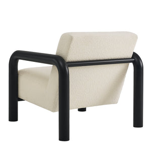 Modway Furniture Sereno Boucle Accent Chair - Sculptural Mid-Century Lounge Design for Stylish Living Spaces Cream Black EEI-7391-CRE-BLK