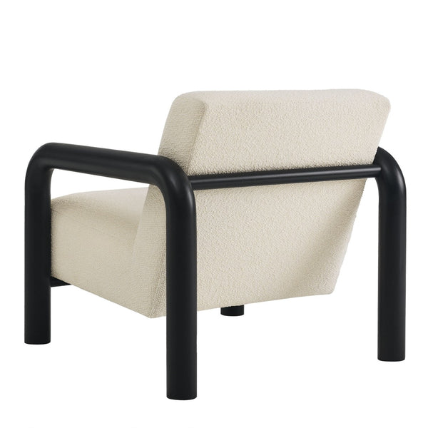 Modway Furniture Sereno Boucle Accent Chair - Sculptural Mid-Century Lounge Design for Stylish Living Spaces Cream Black EEI-7391-CRE-BLK