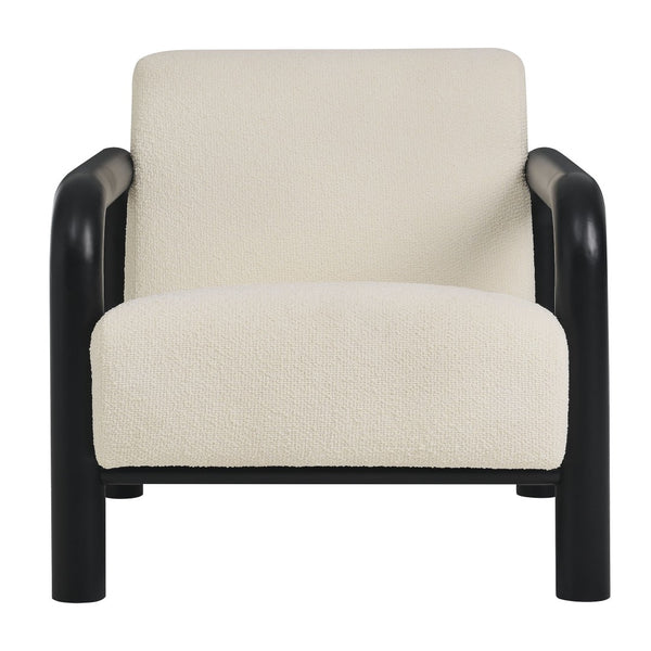 Modway Furniture Sereno Boucle Accent Chair - Sculptural Mid-Century Lounge Design for Stylish Living Spaces Cream Black EEI-7391-CRE-BLK