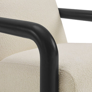 Modway Furniture Sereno Boucle Accent Chair - Sculptural Mid-Century Lounge Design for Stylish Living Spaces Cream Black EEI-7391-CRE-BLK