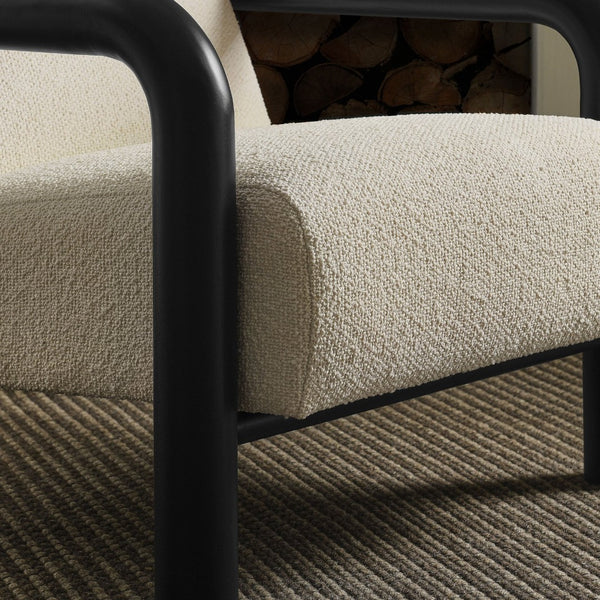 Modway Furniture Sereno Boucle Accent Chair - Sculptural Mid-Century Lounge Design for Stylish Living Spaces Cream Black EEI-7391-CRE-BLK