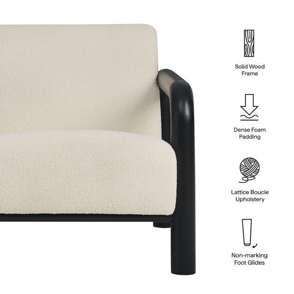 Modway Furniture Sereno Boucle Accent Chair - Sculptural Mid-Century Lounge Design for Stylish Living Spaces Cream Black EEI-7391-CRE-BLK