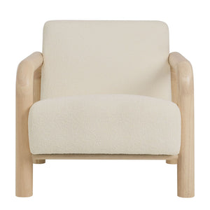 Modway Furniture Sereno Boucle Accent Chair - Sculptural Mid-Century Lounge Design for Stylish Living Spaces Cream Oak EEI-7391-CRE-OAK