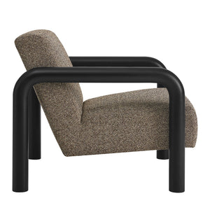 Modway Furniture Sereno Boucle Accent Chair - Sculptural Mid-Century Lounge Design for Stylish Living Spaces Earth Black EEI-7391-ETH-BLK