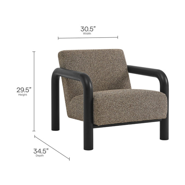 Modway Furniture Sereno Boucle Accent Chair - Sculptural Mid-Century Lounge Design for Stylish Living Spaces Earth Black EEI-7391-ETH-BLK