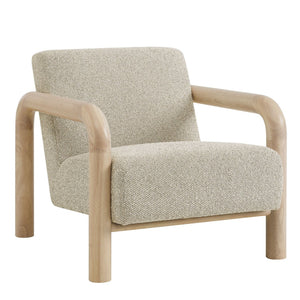 Modway Furniture Sereno Boucle Accent Chair - Sculptural Mid-Century Lounge Design for Stylish Living Spaces Marble Oak EEI-7391-MRB-OAK