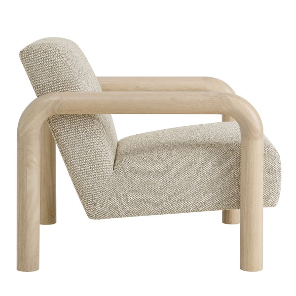 Modway Furniture Sereno Boucle Accent Chair - Sculptural Mid-Century Lounge Design for Stylish Living Spaces Marble Oak EEI-7391-MRB-OAK