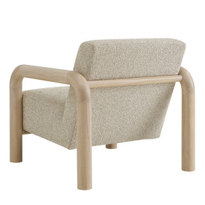 Modway Furniture Sereno Boucle Accent Chair - Sculptural Mid-Century Lounge Design for Stylish Living Spaces Marble Oak EEI-7391-MRB-OAK