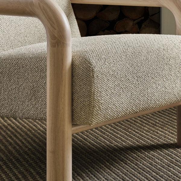 Modway Furniture Sereno Boucle Accent Chair - Sculptural Mid-Century Lounge Design for Stylish Living Spaces Marble Oak EEI-7391-MRB-OAK