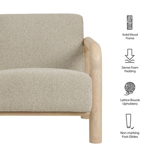 Modway Furniture Sereno Boucle Accent Chair - Sculptural Mid-Century Lounge Design for Stylish Living Spaces Marble Oak EEI-7391-MRB-OAK