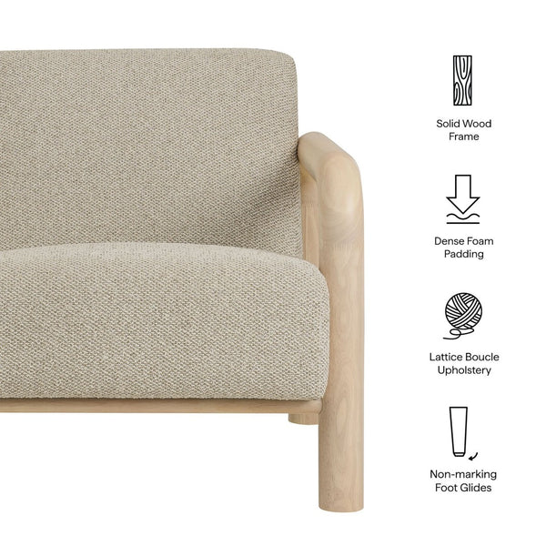 Modway Furniture Sereno Boucle Accent Chair - Sculptural Mid-Century Lounge Design for Stylish Living Spaces Marble Oak EEI-7391-MRB-OAK