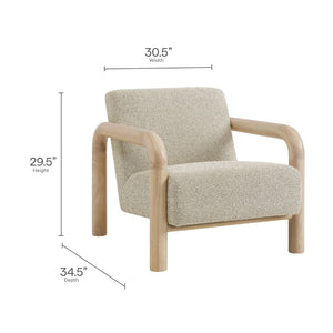 Modway Furniture Sereno Boucle Accent Chair - Sculptural Mid-Century Lounge Design for Stylish Living Spaces Marble Oak EEI-7391-MRB-OAK