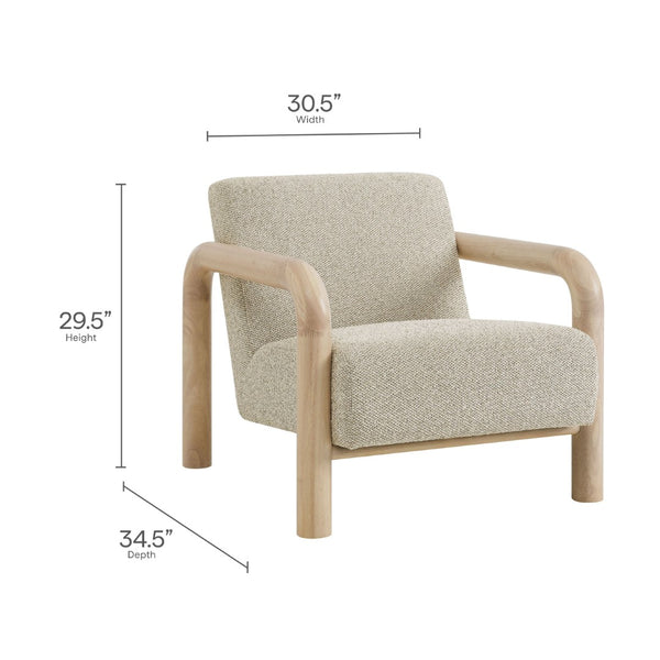 Modway Furniture Sereno Boucle Accent Chair - Sculptural Mid-Century Lounge Design for Stylish Living Spaces Marble Oak EEI-7391-MRB-OAK