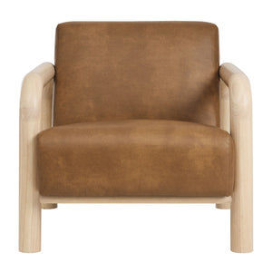Modway Furniture Sereno Vegan Leather Accent Chair - Sculptural Comfort with Oversized Armrests for Modern Spaces Canyon Oak EEI-7392-CYN-OAK