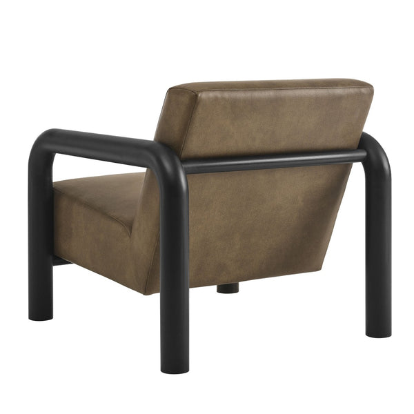 Modway Furniture Sereno Vegan Leather Accent Chair - Sculptural Comfort with Oversized Armrests for Modern Spaces Mushroom Black EEI-7392-MUS-BLK