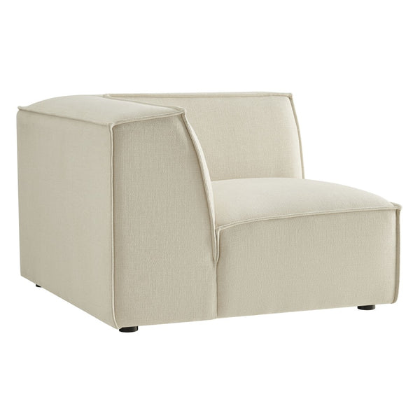 Modway Furniture Restore Modway Modular Corner Chair with Performance Fabric and French Piping Detail Ecru EEI-7393-ECR