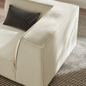 Modway Furniture Restore Modway Modular Corner Chair with Performance Fabric and French Piping Detail Ecru EEI-7393-ECR