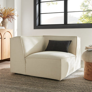 Modway Furniture Restore Modway Modular Corner Chair with Performance Fabric and French Piping Detail Ecru EEI-7393-ECR