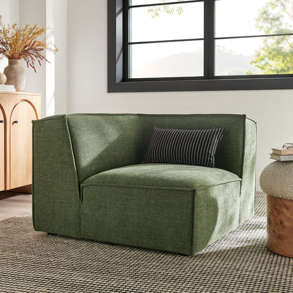 Modway Furniture Restore Modway Modular Corner Chair with Performance Fabric and French Piping Detail Foliage EEI-7393-FOL
