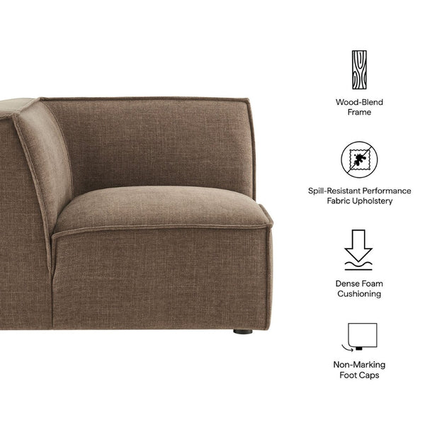 Modway Furniture Restore Modway Modular Corner Chair with Performance Fabric and French Piping Detail Mocha EEI-7393-MOC