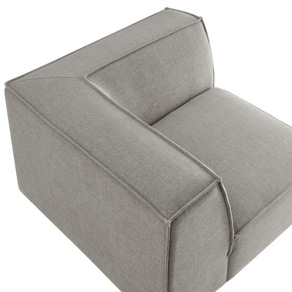 Modway Furniture Restore Modway Modular Corner Chair with Performance Fabric and French Piping Detail Pewter EEI-7393-PEW