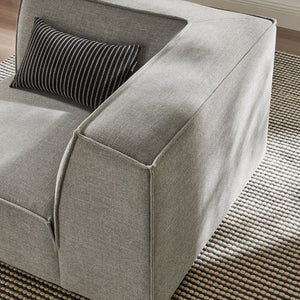 Modway Furniture Restore Modway Modular Corner Chair with Performance Fabric and French Piping Detail Pewter EEI-7393-PEW