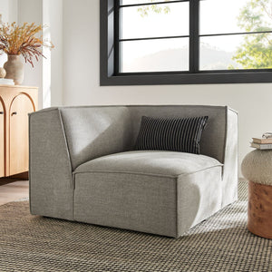 Modway Furniture Restore Modway Modular Corner Chair with Performance Fabric and French Piping Detail Pewter EEI-7393-PEW