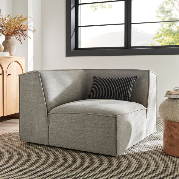 Modway Furniture Restore Modway Modular Corner Chair with Performance Fabric and French Piping Detail Pewter EEI-7393-PEW