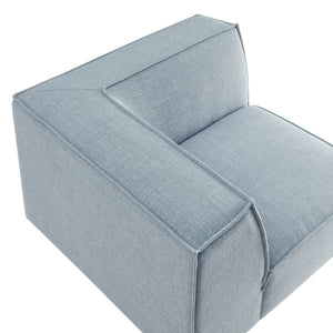 Modway Furniture Restore Modway Modular Corner Chair with Performance Fabric and French Piping Detail Sky EEI-7393-SKY