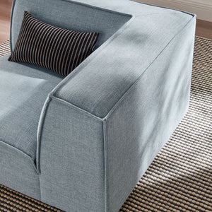 Modway Furniture Restore Modway Modular Corner Chair with Performance Fabric and French Piping Detail Sky EEI-7393-SKY