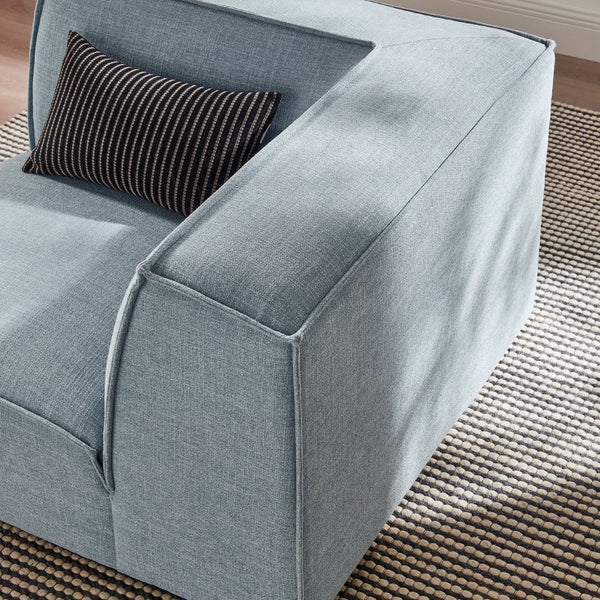 Modway Furniture Restore Modway Modular Corner Chair with Performance Fabric and French Piping Detail Sky EEI-7393-SKY