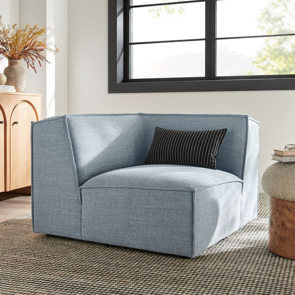 Modway Furniture Restore Modway Modular Corner Chair with Performance Fabric and French Piping Detail Sky EEI-7393-SKY