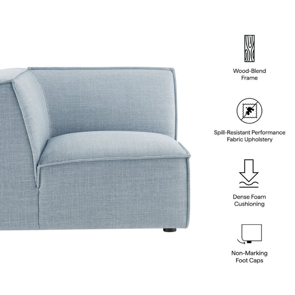Modway Furniture Restore Modway Modular Corner Chair with Performance Fabric and French Piping Detail Sky EEI-7393-SKY