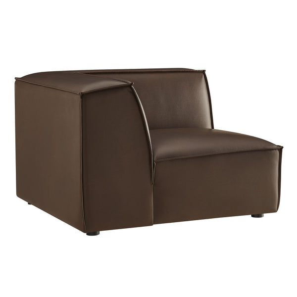 Modway Furniture Restore Modular Corner Armchair Vegan Leather Low Profile Contemporary Sectional Piece Espresso EEI-7394-ESP