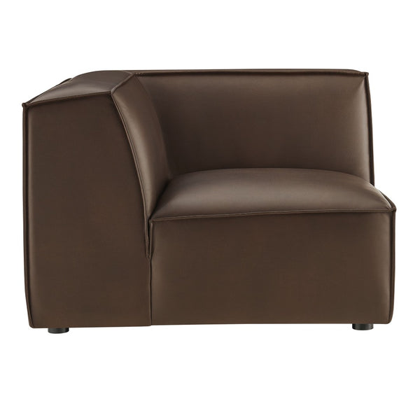 Modway Furniture Restore Modular Corner Armchair Vegan Leather Low Profile Contemporary Sectional Piece Espresso EEI-7394-ESP