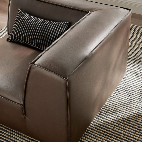 Modway Furniture Restore Modular Corner Armchair Vegan Leather Low Profile Contemporary Sectional Piece Espresso EEI-7394-ESP