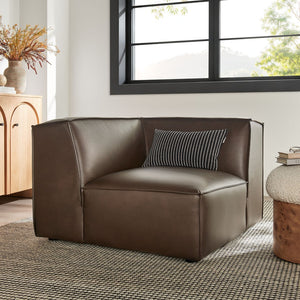 Modway Furniture Restore Modular Corner Armchair Vegan Leather Low Profile Contemporary Sectional Piece Espresso EEI-7394-ESP