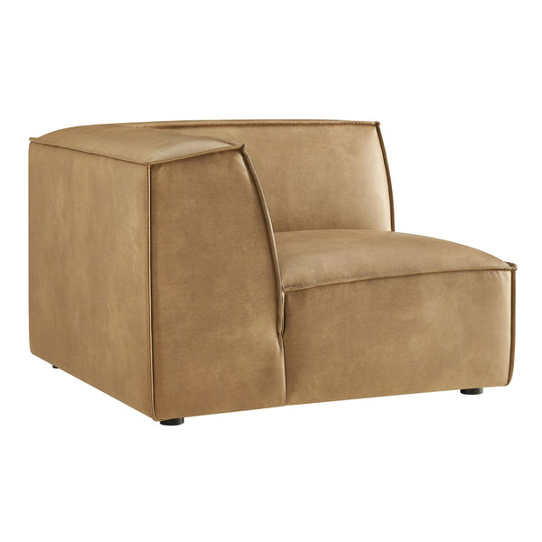 Modway Furniture Restore Modular Corner Armchair Vegan Leather Low Profile Contemporary Sectional Piece Toast EEI-7394-TST