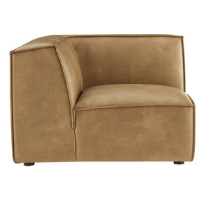 Modway Furniture Restore Modular Corner Armchair Vegan Leather Low Profile Contemporary Sectional Piece Toast EEI-7394-TST