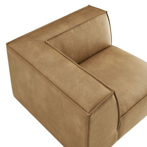Modway Furniture Restore Modular Corner Armchair Vegan Leather Low Profile Contemporary Sectional Piece Toast EEI-7394-TST
