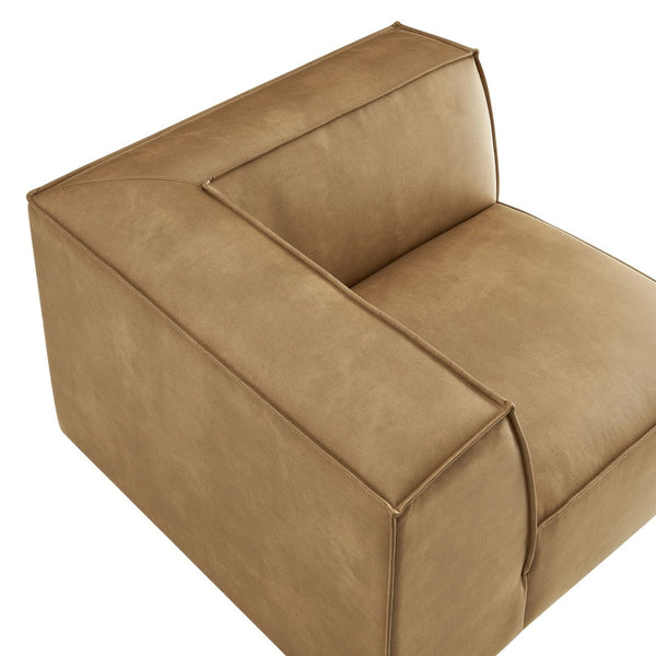 Modway Furniture Restore Modular Corner Armchair Vegan Leather Low Profile Contemporary Sectional Piece Toast EEI-7394-TST