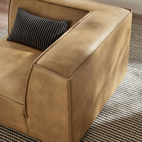Modway Furniture Restore Modular Corner Armchair Vegan Leather Low Profile Contemporary Sectional Piece Toast EEI-7394-TST